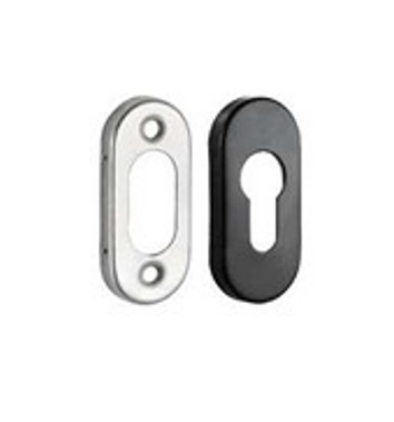 Insert Mortice Lock Escutcheon - Euro, Pill Shape - Stainless Steel in Matt Black - Pair