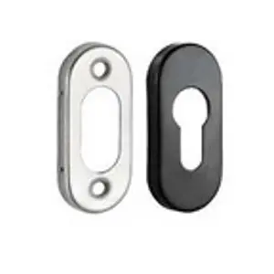 [FK499] Insert Mortice Lock Escutcheon - Euro, Pill Shape - Stainless Steel in Matt Black - Pair
