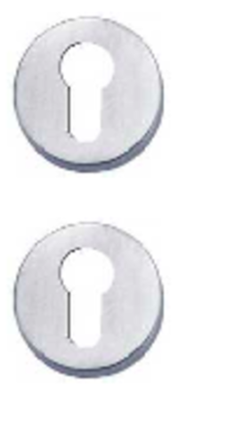 [FK493] Insert Mortice Lock Escutcheon - Euro, Round, 54mm - Stainless Steel in Satin Chrome Silver - Pair