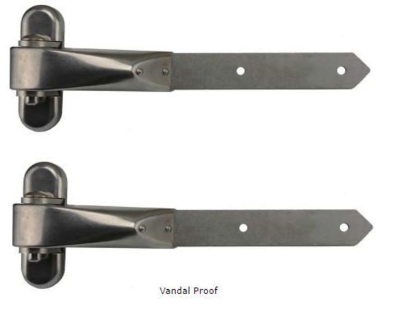 [HN654] Locinox Stainless Steel Strap Hinges For Timber Gates - 500x40mm, Reversible, Silver - Pair