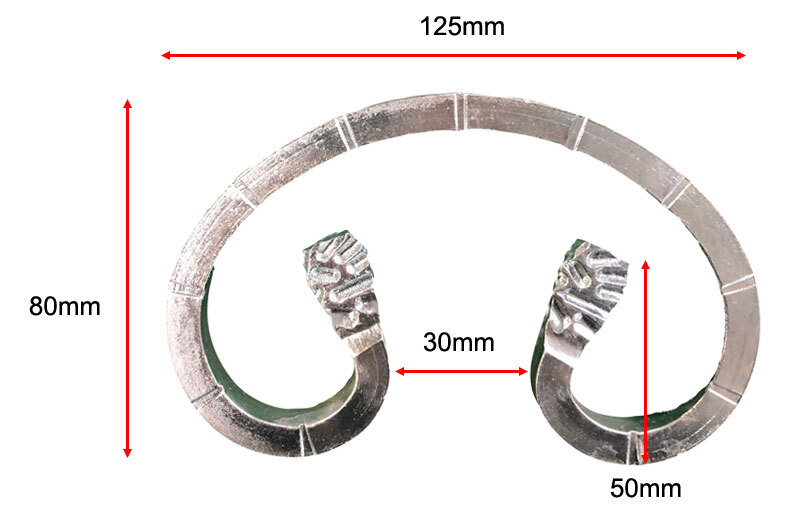 Steel C Scrolls  125 Length x 80 Widex 8 x 8 mm with notched - Zinc Plated