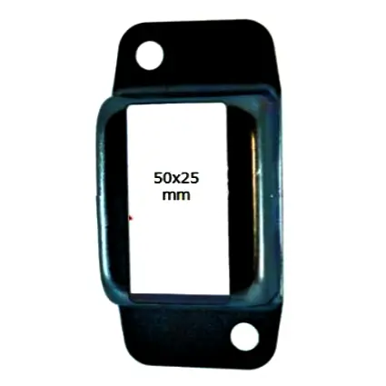 [BKRB498] Steel Fence Rail Bracket, 50x25mm Tall Tube, Double Lug, 2 Hole - Black