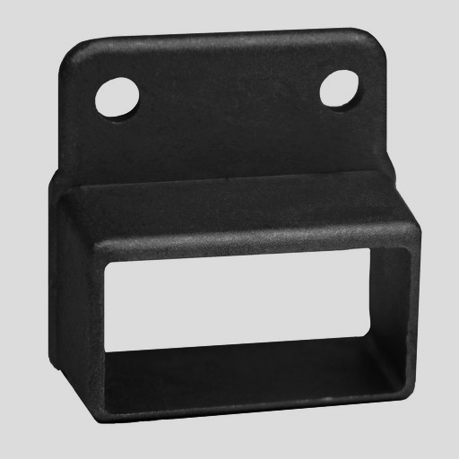 Steel Fence Rail Bracket, 50x25mm Wide Tube, Single Lug, 2 Hole - Black
