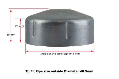 Steel Galvabond Round Post End caps for tube  48.5mm (40NB) 