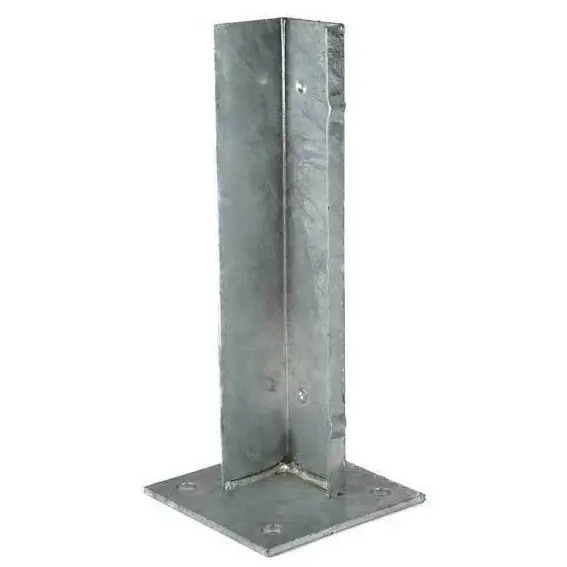 [SE200] Square Steel Base Post Insert: 50x50mm Post, 130x130x5mm Base, 4 Holes