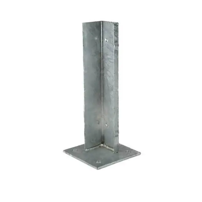 [SE202] Square Steel Base Post Insert: 65x65mm Post, 130x130x5mm Base, 4 Holes