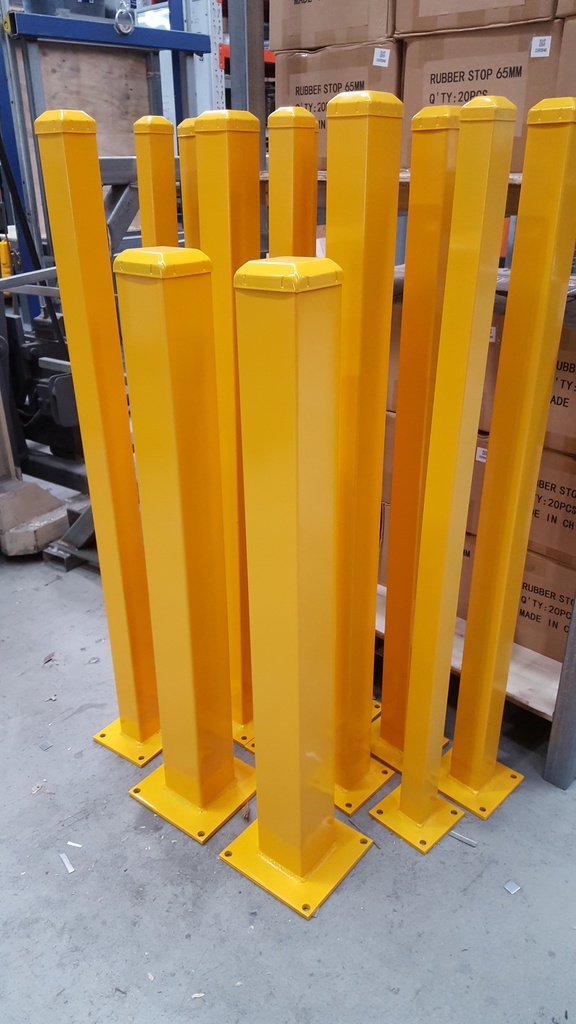 Surface Mount Steel Square Bollard 100x100mm 1000mm long Safety Yellow