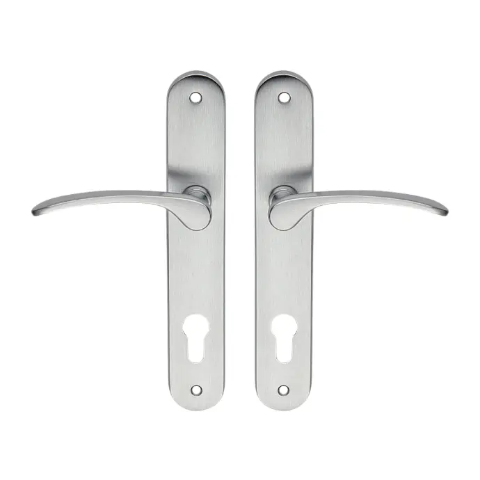 [FK265] Insert Mortice Lock Handle Set - Euro, Stainless Steel in Bright Chrome Silver - Pair