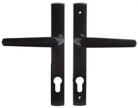 Swing Gate Lever Handle Set - Black Palladium Aria Lever On Long Plate Black