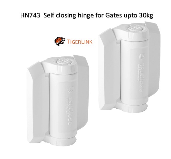 D&D TruClose Adjustable Self Closing Hinges for Gates up to 30kg : White, for Metal, No Legs