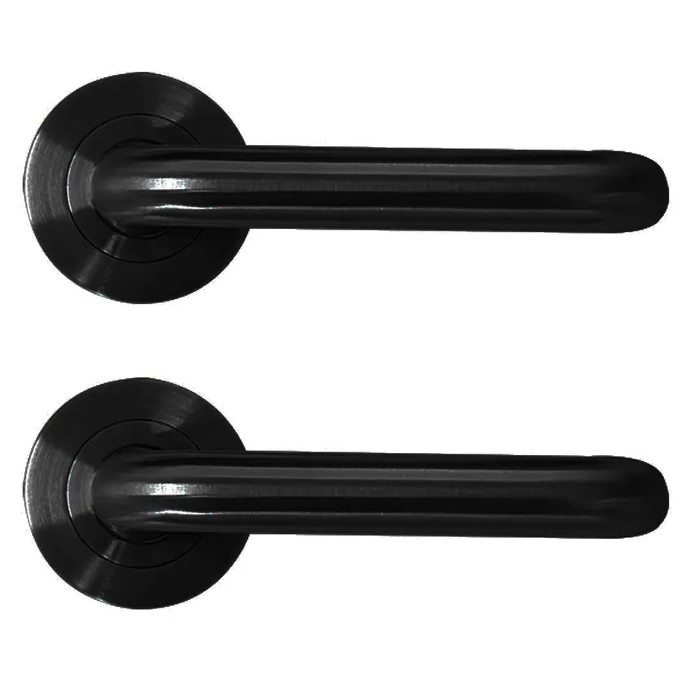 Swing Gate Stainless Steel Lever Handle D shaped Matt Black - Pair