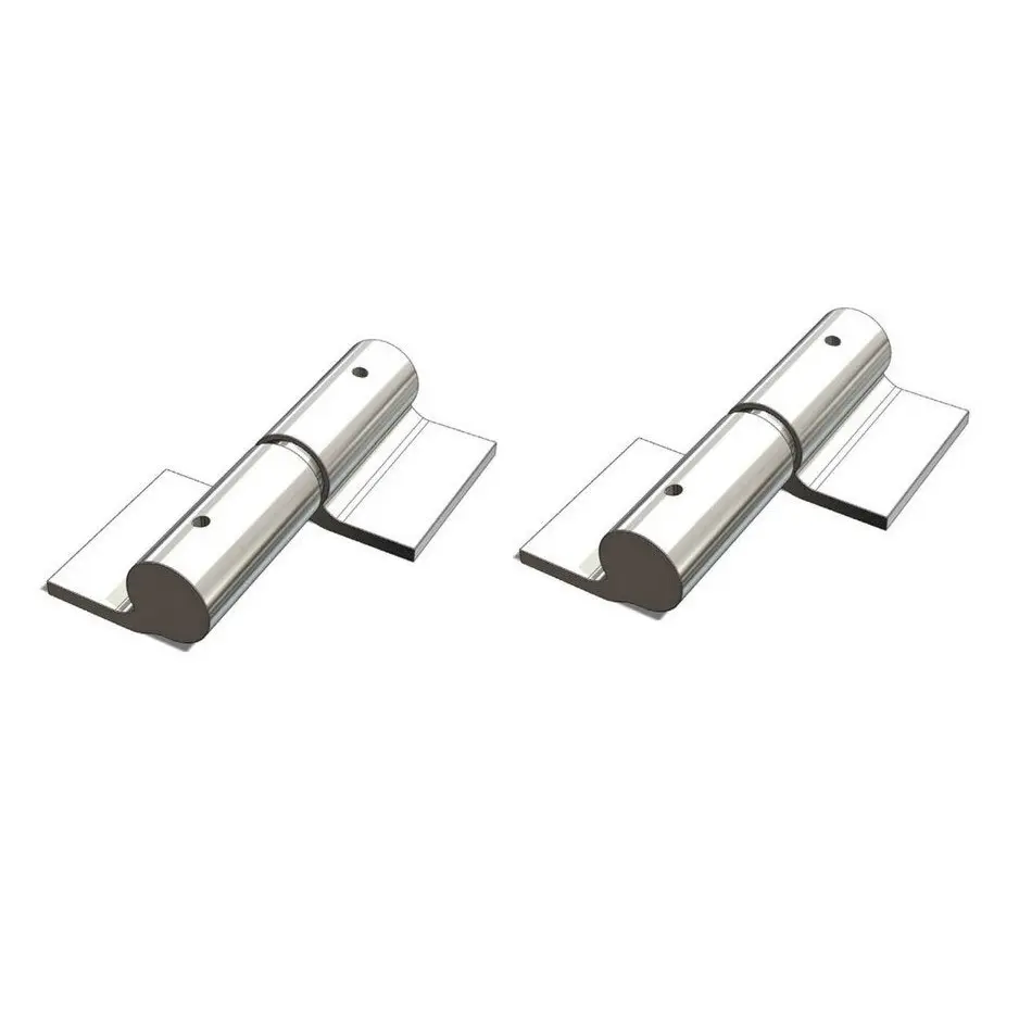 Zinc Plated Weld to Weld Prison Hinges - 16mm Pin, LH, Silver - Pair