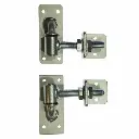 Adjustable Bolt-On Gudgeon and Trunnion Hinges - Silver, 90x16mm Rod, Mount Plates - Pair