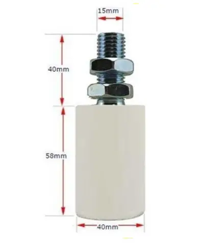 [WH140] Sliding Gate Guide Roller - 40x60mm, M14 Bolt, White