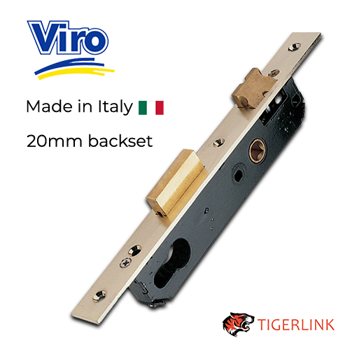 Viro  Mortice lock Euro Cylinder 20mm Backset Stainless steel face Face