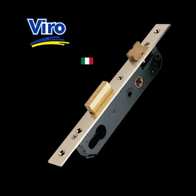 [FK301] Viro Euro Insert Mortice Lock - 40x40 Frame, 20mm Backset, Silver - For Swing Gates