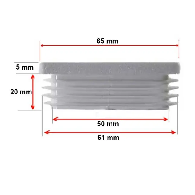 [CPPS360] Plastic square Cap 65x65mm (2-4.5mm) White