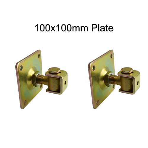 [HN280] Pair - Zinc Plated Adjustable Swing Gate Hinge With Plate - 20mm Pin, 100x100mm Plate
