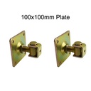 Pair - Zinc Plated Adjustable Swing Gate Hinge With Plate - 20mm Pin, 100x100mm Plate