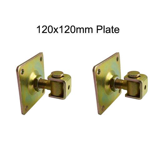 [HN282] Zinc Plated Adjustable Swing Gate Hinge With Plate - 24mm Pin, 120x120mm Plate - Pair