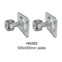 Zinc Plated Adjustable Swing Gate Hinge With Plate - 24mm Pin, 120x120mm Plate - Pair