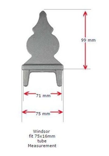 [MS811] Aluminium Fence Spear: Windsor to fit inside 75x16mm RHS