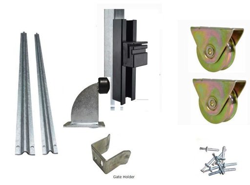 [Kit25] DIY Sliding Gate Kit-90mm External Wheel Double bearing  2 Tracks for Picket Top or Uneven ground Gates