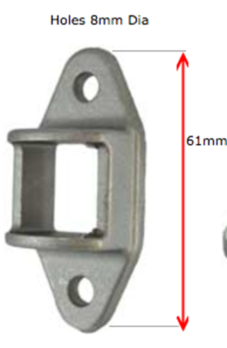 [BKRB512] Aluminium Fence Bracket for tube size 25x25 mm Double Lugs