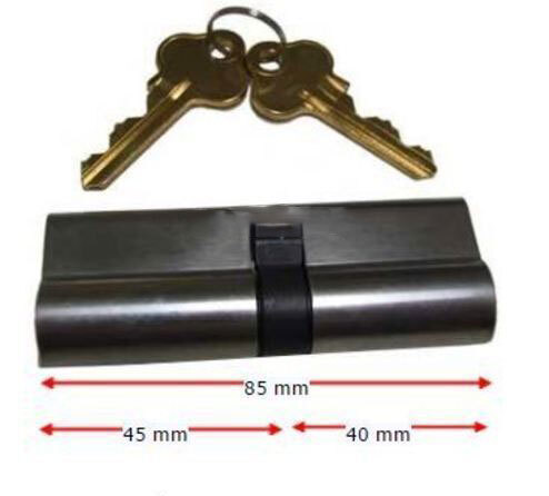[KB851] Euro Key Barrel, 85mm Full Cylinder, Keyed Alike, 40/45mm Offset - Satin Chrome