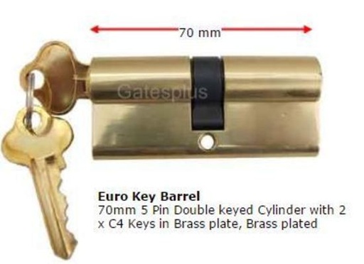 [KB903] Euro Key Barrel, 90mm Full Cylinder, Keyed Different - Brass