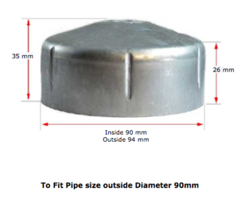 [CPSR555] Galvabond Steel Round End Cap for tube 90mm (80NB)