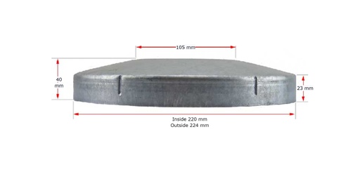 [CPSR580] Galvabond Steel Round Post End Cap for tube 220mm (200NB) 