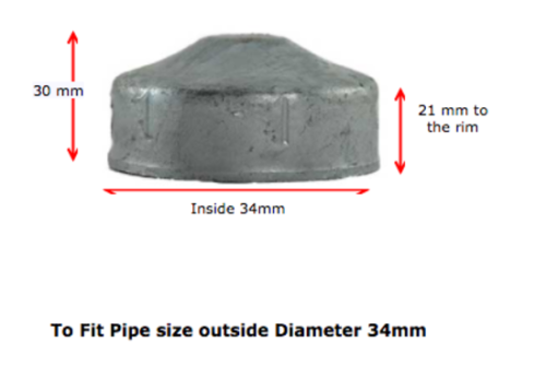 [CPSR543] Galvanised Round End Cap 33.7mm (25NB) 