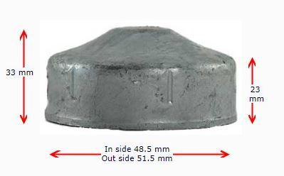 Galvanised Round End Cap 48.5mm (40NB) | Gatesplus