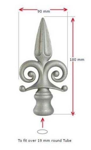 [MS778] Aluminium Fence Spear: Imperial Female to fit over 19mm Round Tube