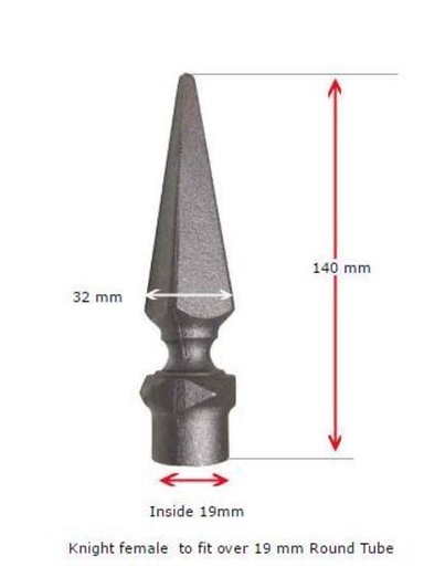 [MS756] Aluminium Fence Spear: Knight Female to fit over 19mm Round Tube