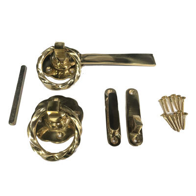 [FK206] Heavy Duty Swing Gate Brass Gothic Gate Lock / Latch - Golden Brass Twist ring 