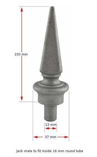 [MS760] Aluminium Fence Spear: Jack Male to fit inside 16mm Round Tube