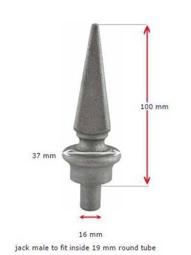 [MS762] Aluminium Fence Spear: Jack Male to fit inside 19mm Round Tube