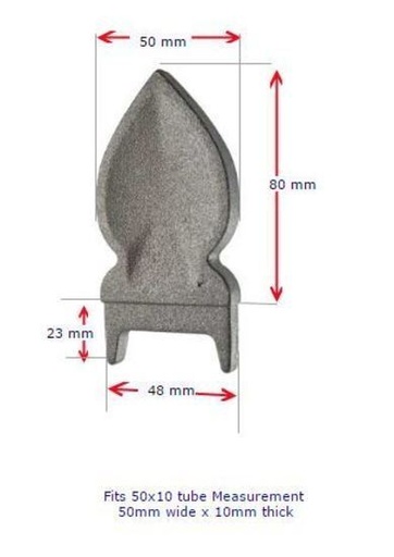 [MS807] Aluminium Fence Spear: Windsor Pearl to fit inside 50x10x0.9mm RHS