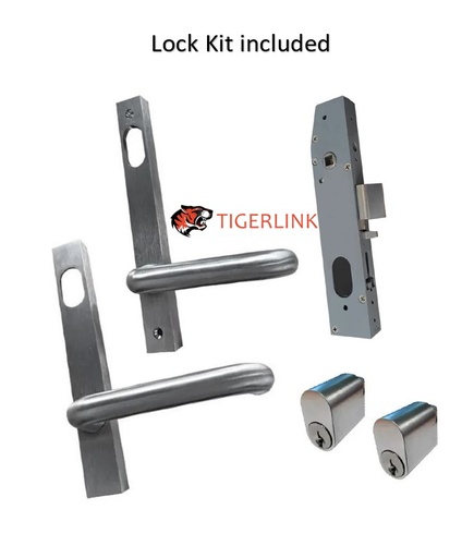 [FK528] Lockton Stainless steel inflame Swing Gate Lock 23 MM BACKSET Kit - Silver