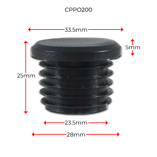 [CPPO200] Long Neck Plastic Round Cap 25NB Black