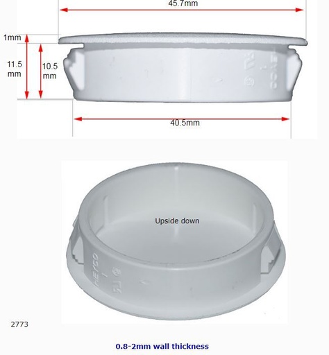 [CPHP052] Plastic insert hole plug/End cap for hole size 41.3mm White