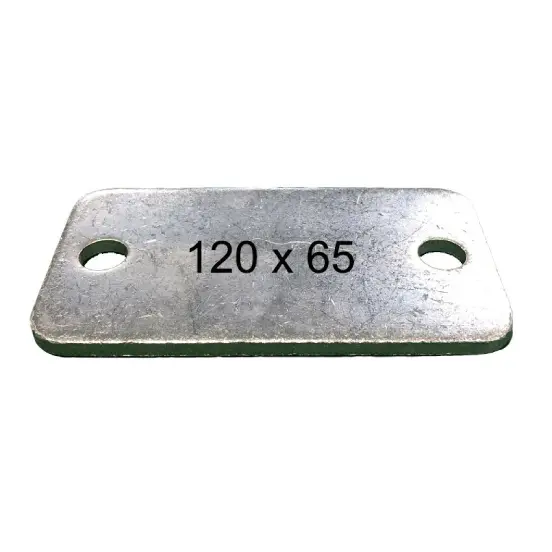 Rectangular Steel Base Plate, 120x65x5mm, 2 Holes | Gatesplus