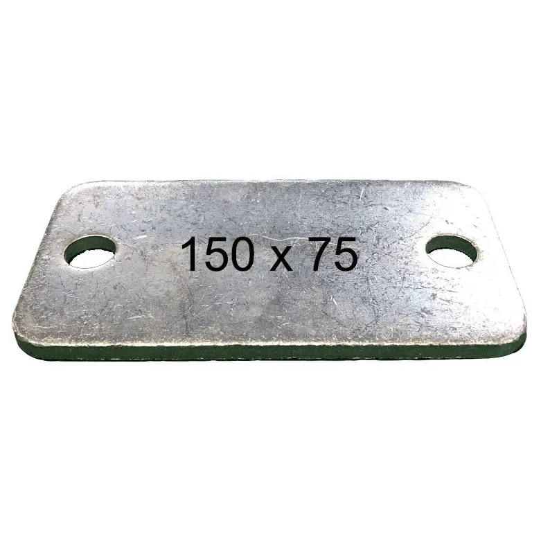 Rectangular Steel Base Plate, 150x75x5mm, 2 Holes | Gatesplus