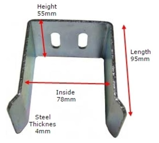 [SGSB430] Steel Sliding Block Holder - 65mm, Top Cap, Rubber Stop