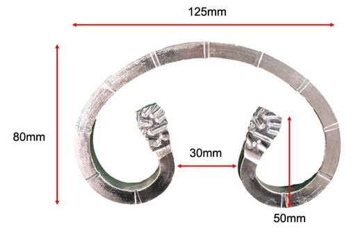 [MT110] Steel C Scrolls  125 Length x 80 Widex 8 x 8 mm with notched - Zinc Plated