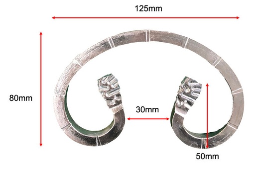 [MT110] Steel C Scrolls 110x 70 x 8 mm with notched Zinc Plated