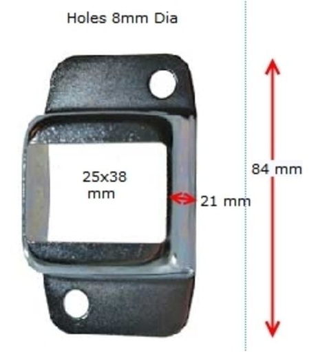 [BKRB459] Steel Fencing Rail Bracket for tube size 25x38 - Double Lug - Two holes