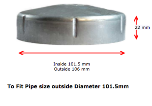 [CPSR562] Steel Galvabond Round End Cap for tube 101.5mm (90NB)